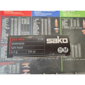 .243 Sako Gamehead Soft Point 100 grain - Box of 20 .243 Sako Gamehead Soft Point 100 grain - Box of 20
